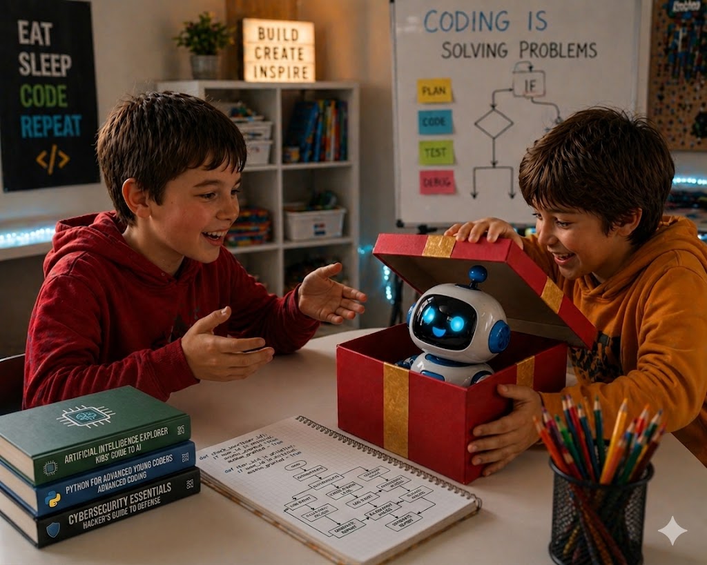 Students coding together
